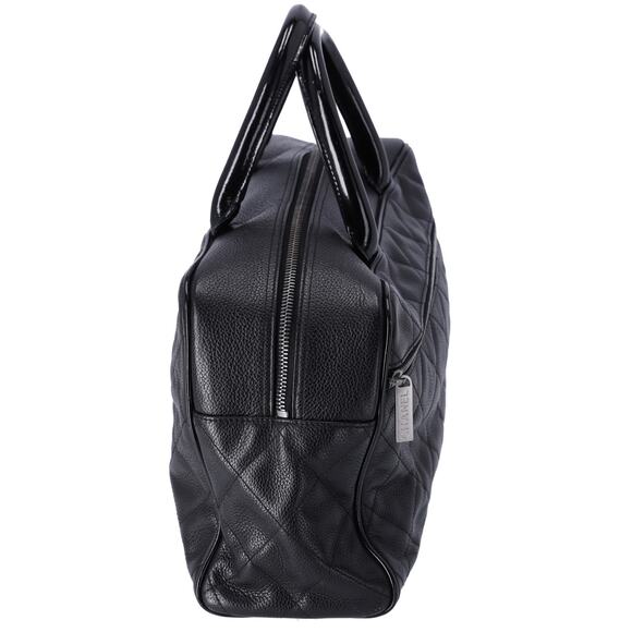 CHANEL Spaline Matelasse Handbag A15685 Black Leather Caviar - Picture 2 of 9